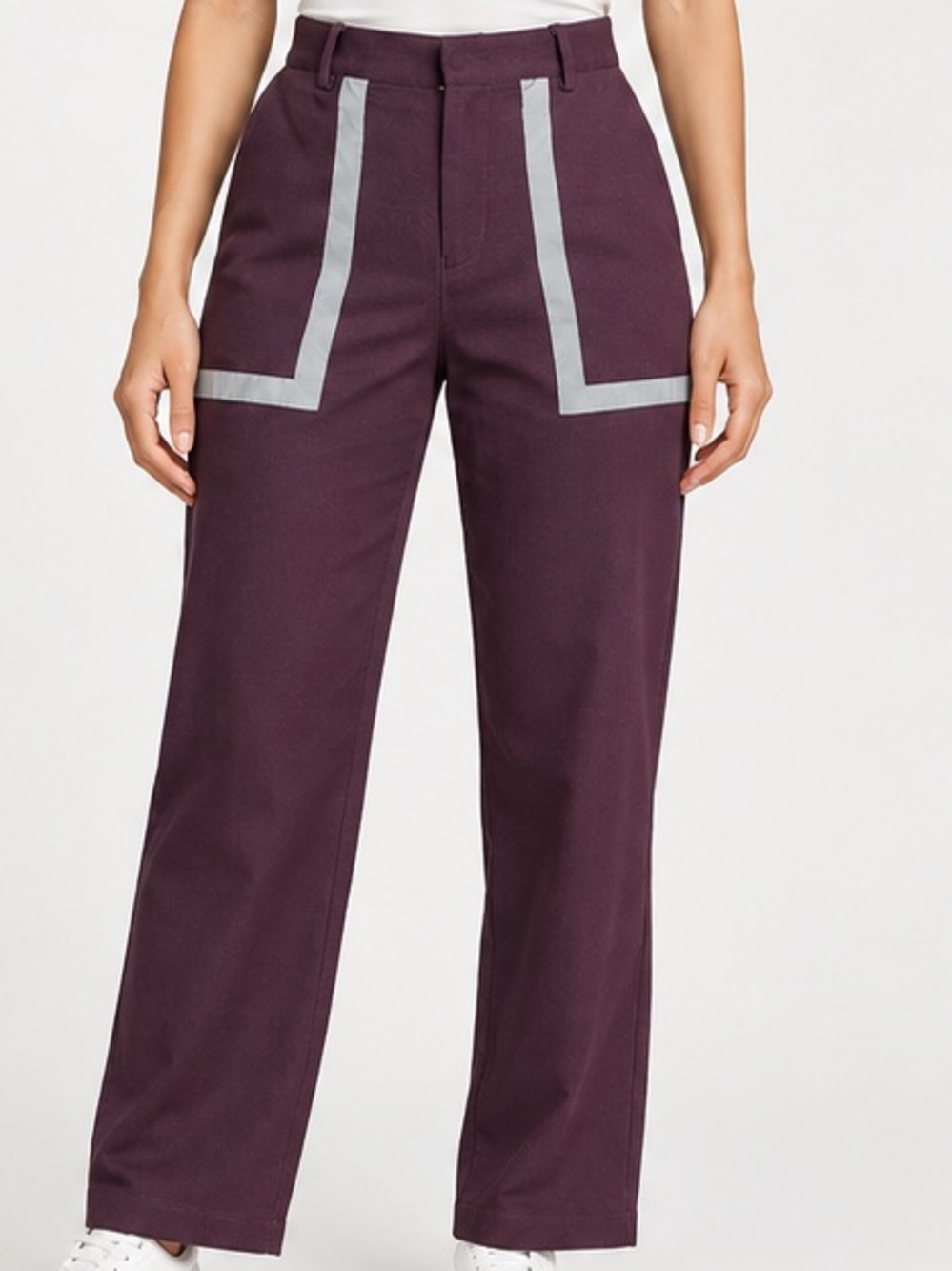 ASOS Plum Purple Reflective Trim front & back pockets Wide Leg Pants W28 / L30
